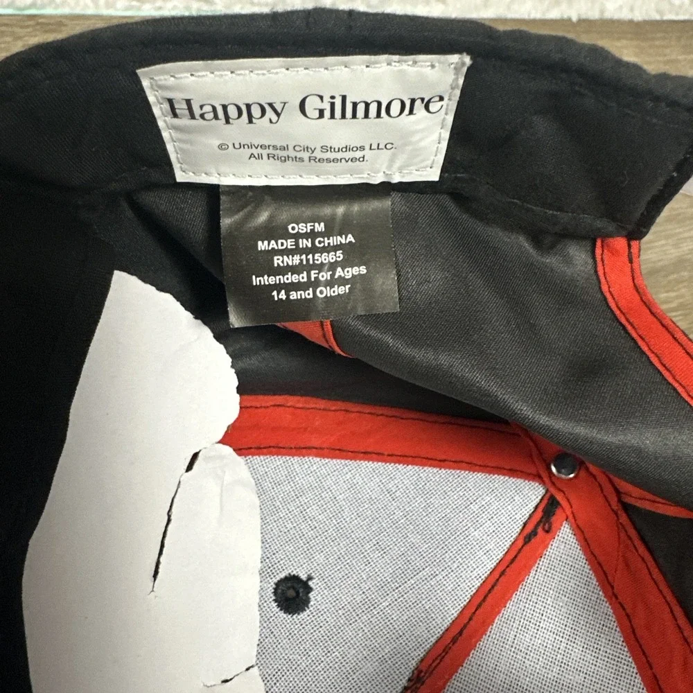 Happy Gilmore Just Tap It In Golf Hat Black Snapback Rope Cap Adjustable NWT